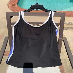 Black and Blue Women's Swim Top